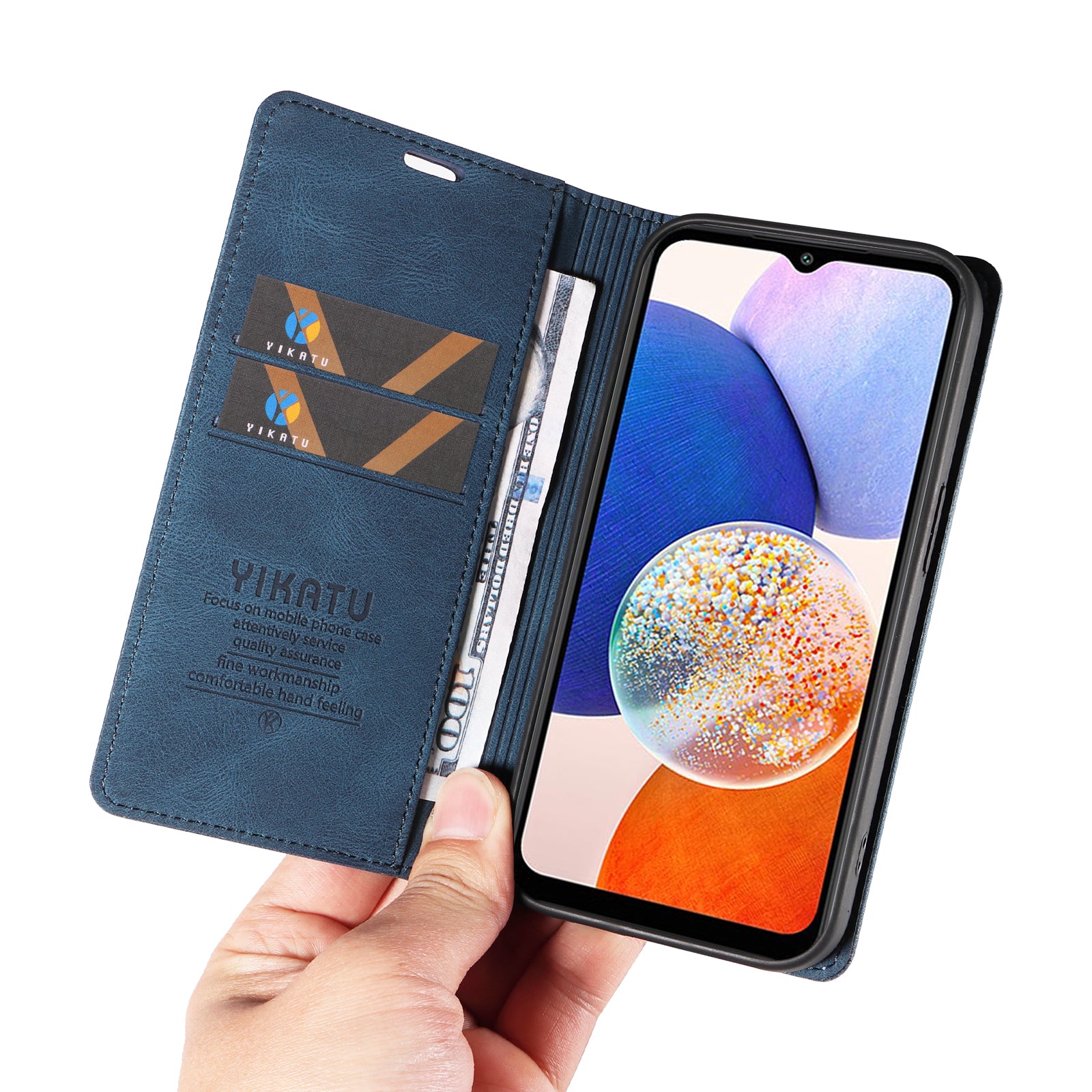 YIKATU YK-004 pro Samsung Galaxy A14 5G dotykový magnetický zavírací kožený stojánek na peněženku kryt pouzdro na telefon YIKATU YK-004 pro Samsung Galaxy A14 5G dotykový magnetický zavírací kožený stojánek na peněženku kryt pouzdro na telefon